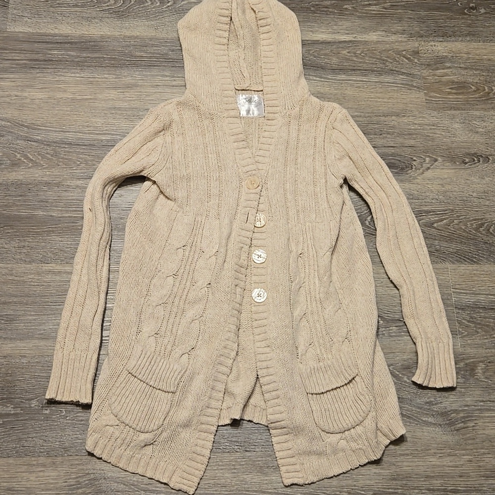 Justice Hooded Cableknit Cardigan Sz 14